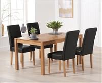 Oxford 120cm Solid Oak Dining Table with Albany Black Chairs