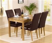 Oxford 120cm Solid Oak Dining Set with Albany Brown Chairs