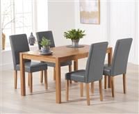 Oxford 120cm Solid Oak Dining Set with Albany Grey Chairs