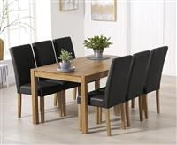 Oxford 150cm Solid Oak Dining Table with Albany Black Chairs