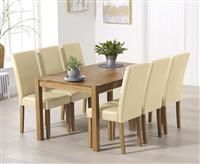 Oxford 150cm Solid Oak Dining Set with Albany Cream Chairs