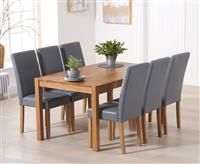 Oxford 150cm Solid Oak Dining Table with Grey Albany Chairs