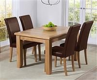 Yateley 130cm Oak Extending Dining Table With 4 Red Albany Chairs