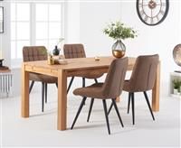 Thetford 180cm Oak Table With 8 Brown Larson Faux Leather Chairs