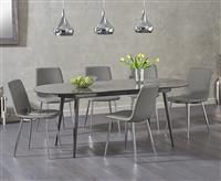 Olivia Extending Dark Grey High Gloss Dining Table with Helsinki Faux Leather Chairs