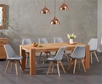 Madrid 200cm Oak Dining Table With 6 Light Grey Orson Fabric Chairs