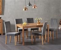 Oxford 120cm Solid Oak Dining Table With 4 Grey Lila Grey Plush Chairs