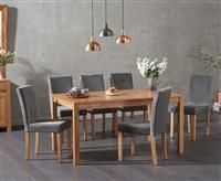 Oxford 150cm Solid Oak Dining Table With 4 Grey Lila Grey Velvet Chairs