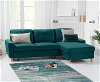 Florence Right Facing Chaise Sofa Bed in Green Velvet