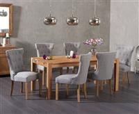 Verona 150cm Solid Oak Dining Table with Camille Fabric Chairs