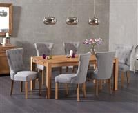 Verona 180cm Solid Oak Dining Table With 6 Grey Clara Fabric Chairs