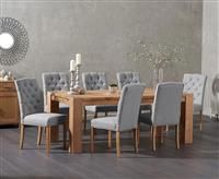 Madrid 200cm Solid Oak Dining Table With 6 Grey Isabella Chairs