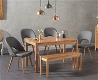 Oxford 150cm Solid Oak Dining Table with Hudson Faux Leather Chairs and Oxford Bench