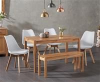 Oxford 120cm Solid Oak Dining Table with Orson Faux Leather Chairs and Oxford Bench