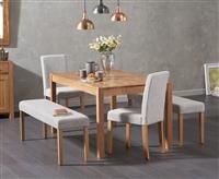 Oxford 150cm Solid Oak Dining Table Lila Large Grey Benches and Lila Chairs