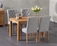 Verona 120cm Solid Oak Dining Table With 4 Grey Isabella Fabric Chairs