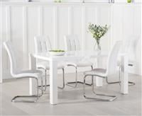 Atlanta 160cm White High Gloss Dining Table with Lorin Chairs