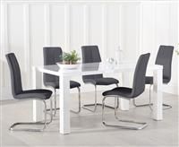Atlanta 160cm White High Gloss Dining Table with Tarin Chairs