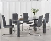 Atlanta 160cm Dark Grey High Gloss Dining Table with Tarin Chairs
