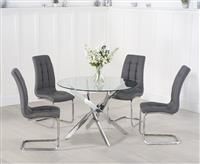 Denver 120cm Glass Dining Table With 4 White Lorin Chairs