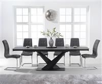 Jacob 180cm Extending Grey Stone Table With 6 White Vigo Chairs