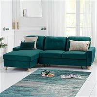 Florence Left Facing Chaise Sofa Bed in Green Velvet