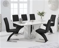 Alicia 180cm White Marble Dining Table With 4 Ivory White Hampstead Z Dining Chairs