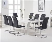 Atlanta White Gloss 160-220cm Extending Dining Table With 4 White Lorin Chairs
