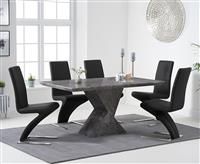 Aaron 160cm Grey Marble Dining Table With 4 Grey Hampstead Dining Chairs