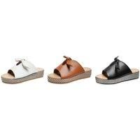 Women'S Bow Knot Platform Sandals - White, Black Or Brown