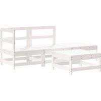 4 Piece Garden Lounge Set White Solid Wood Pine