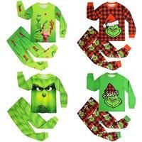 Christmas Grinch Inspired Kids Pyjamas In 4 Colours And 5 Sizes - Black