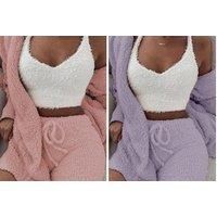 Women'S 3-Piece Warm Co-Ord Loungewear Set - 7 Colours! - Purple