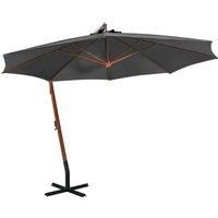 Hanging Parasol with Pole Anthracite 3.5x2.9 m Solid Fir Wood