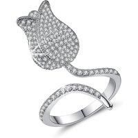 Crystal Tulip Open Ring - Fits Sizes From K-T! - Silver