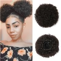 JHZHONG Afro Puff Drawstring Ponytail for Women Short Kinky Black 2)