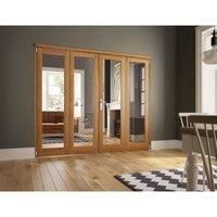 Wickes Newbury Fully Glazed Oak 1 Lite Internal Bi-Fold 4 Door Set - 2007mm X 2690mm