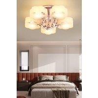 5-Light Floral Crystal LED Ceiling Light Fixture with Remote