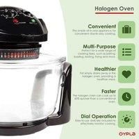 NEW! 12L Litre Black Portable Halogen Convection Oven Cooker 1400W