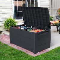 Duramax Cedargrain Durabox 416 Litre/ 110 Gallon, Outdoor Plastic Deck Box and Garden Furniture Organizer, Woodgrain Texture, Lockable Plastic Cushion Box, Grey