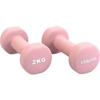 Viavito Unisex's Neoprene Dumbbells, Light Pink-2 x 2kg, 2 x 2 kg