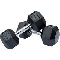 DKN Rubber Hex Dumbbells  2 x 15kg