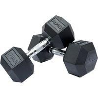 DKN Cast Iron Rubber Encased Hex 2-30kg Weights Hexagonal Dumbbells Single & Set