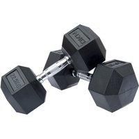 DKN Cast Iron Rubber Encased Hex 2-30kg Weights Hexagonal Dumbbells Single & Set