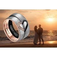 His & Hers Heart Promise Ring - Black Or Rose Gold