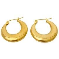 Solid Round Stainless Steel Gold Earrings - 2 Styles - Silver