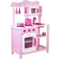 Childrens Kids Pink Wooden Toy Play Kitchen with 20 piece Accessories Pretend