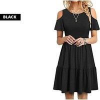 Women'S Off Shoulder Dress - 5 Sizes & 9 Colours! - Black