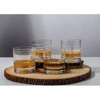 Mikasa 'Cheers' Etched Crystal Tumbler Glasses, 360 ml – Silver Effect (Set of 4)