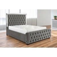 Winchester Upholstered Velvet Bed Frame With Mirrored Headboard!